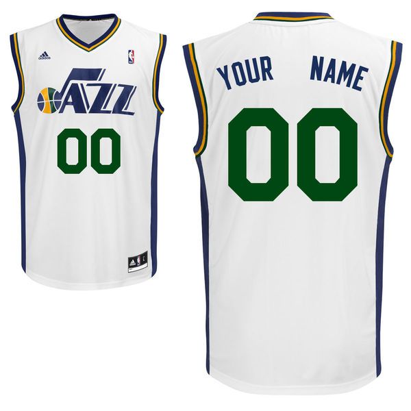 Men Adidas Utah Jazz Custom Replica Home White NBA Jersey->->Custom Jersey